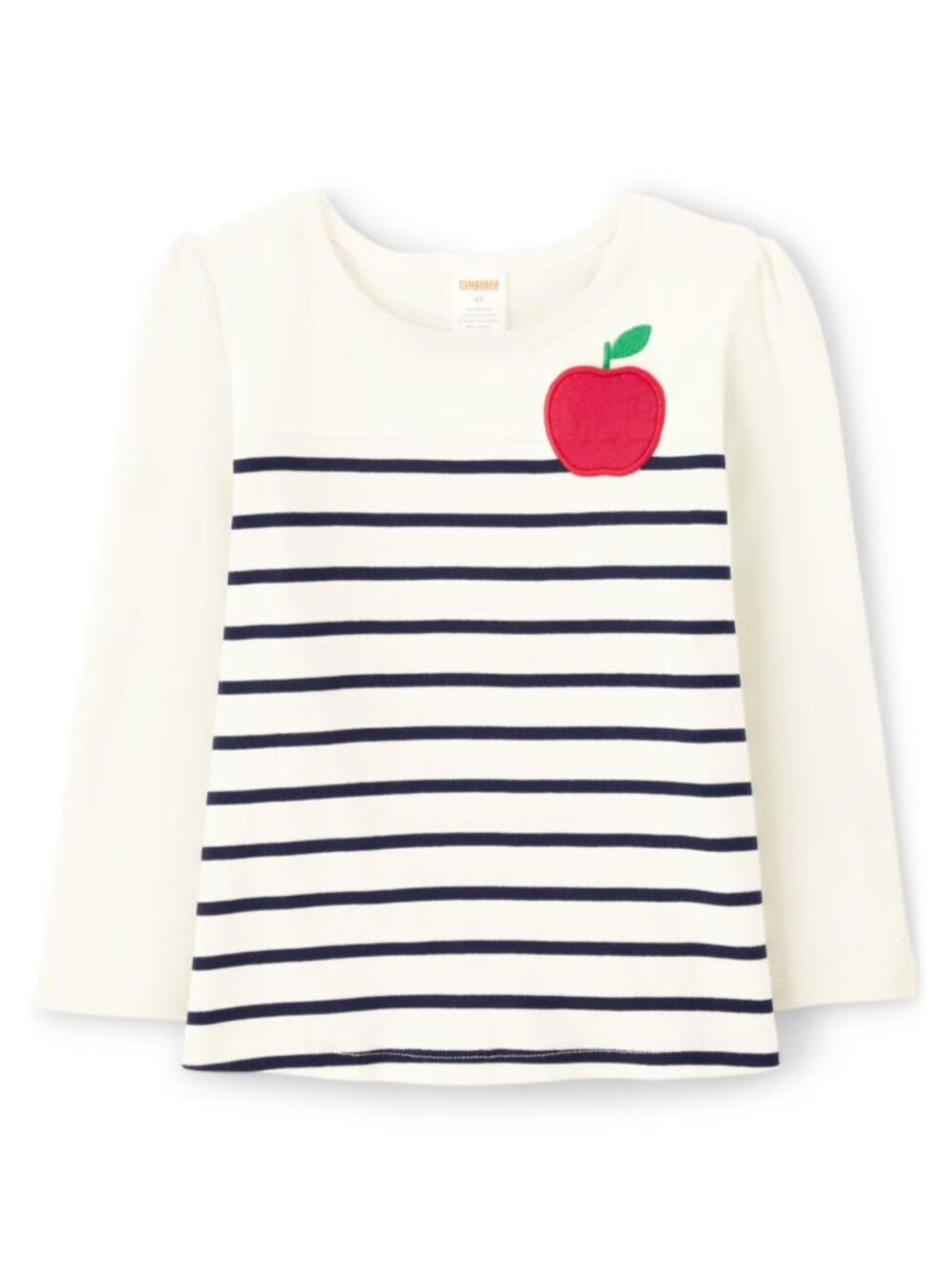 Gymboree Girls 12 White Striped Apple Pocket Long Sleeve Top Head of the Class